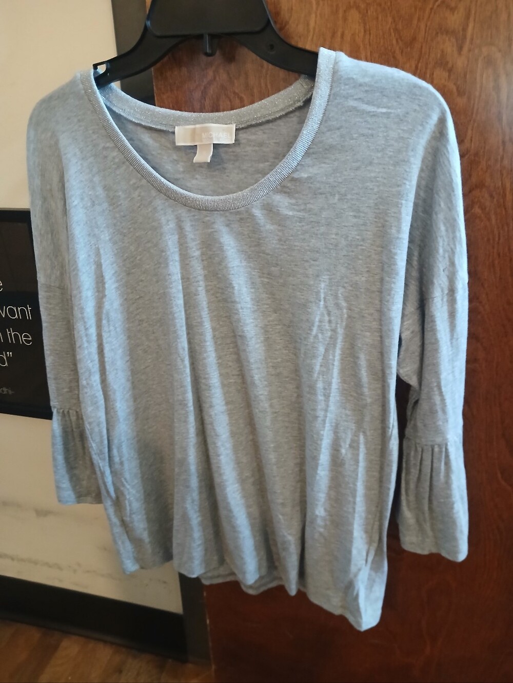 NWOT/ MICHAEL KORS gray long bell sleeve top